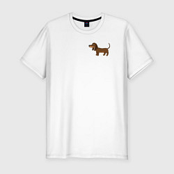 Футболка slim-fit Мультяшная такса, цвет: белый