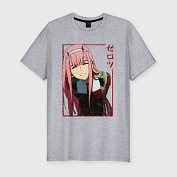 Футболка slim-fit Zero Two anime girl, цвет: меланж