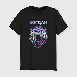 Футболка slim-fit Богдан голограмма медведь, цвет: черный
