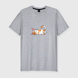 Футболка slim-fit Белый котенок с рыжими пятнами, цвет: меланж