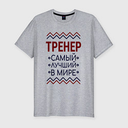 Футболка slim-fit Тренер лучший в мире с зигзагами, цвет: меланж