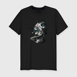 Футболка slim-fit Тату рыбы, цвет: черный