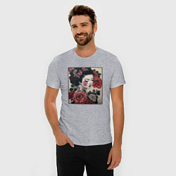 Футболка slim-fit Irezumi - гейша в розах, цвет: меланж — фото 2