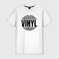 Футболка slim-fit Vinyl надпись с пластинкой, цвет: белый