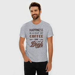 Футболка slim-fit Счастье это чашка кофе и хорошая книга, цвет: меланж — фото 2