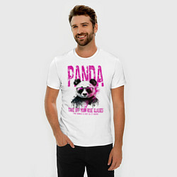 Футболка slim-fit Панда и розовые очки, цвет: белый — фото 2
