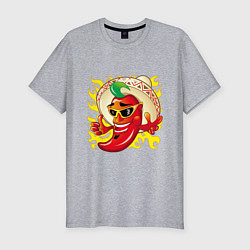 Футболка slim-fit Горячий мексиканский перчик чили, цвет: меланж