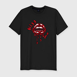 Футболка slim-fit Поцелуй меня с подтеками, цвет: черный