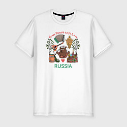 Футболка slim-fit From Russia with love inscription, цвет: белый