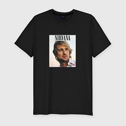 Футболка slim-fit Nirvana Оуэн Уилсон пародия, цвет: черный