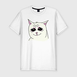 Мужская slim-футболка Кот мем