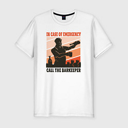 Футболка slim-fit In case of emergency call the barkeeper, цвет: белый