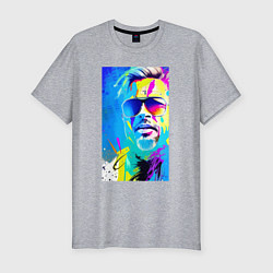 Футболка slim-fit Brad Pitt - sketch - pop art, цвет: меланж