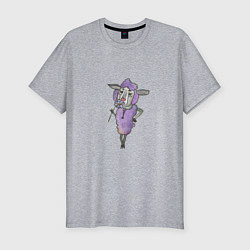 Футболка slim-fit Фиолетовая овечка с цветком, цвет: меланж