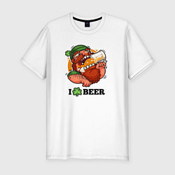 Футболка slim-fit I love beer, цвет: белый