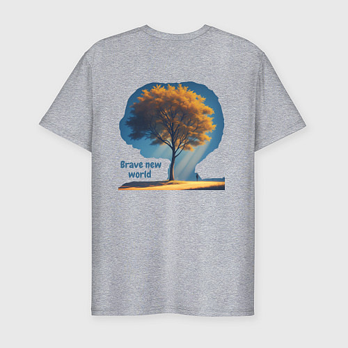 Мужская slim-футболка Дивный новый мир / Меланж – фото 2