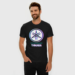 Футболка slim-fit Значок Yamaha в стиле glitch, цвет: черный — фото 2