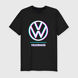 Футболка slim-fit Значок Volkswagen в стиле glitch, цвет: черный