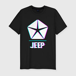 Футболка slim-fit Значок Jeep в стиле glitch, цвет: черный