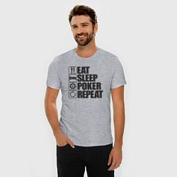 Футболка slim-fit Eat, sleep, poker, repeat, цвет: меланж — фото 2