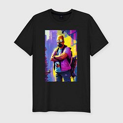 Футболка slim-fit Homer Simpson - city fantasy, цвет: черный