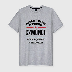 Футболка slim-fit Перед тобой лучший сумоист - всех времён и народов, цвет: меланж