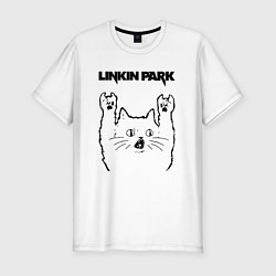 Футболка slim-fit Linkin Park - rock cat, цвет: белый