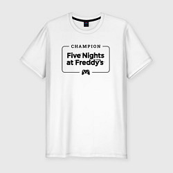 Футболка slim-fit FNAF gaming champion: рамка с лого и джойстиком, цвет: белый