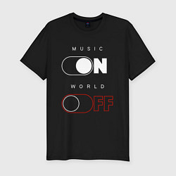 Футболка slim-fit Music - On World - Off, цвет: черный