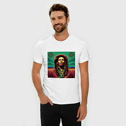 Футболка slim-fit Digital Art Bob Marley in the field, цвет: белый — фото 2