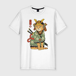 Футболка slim-fit Samurai battle cat, цвет: белый