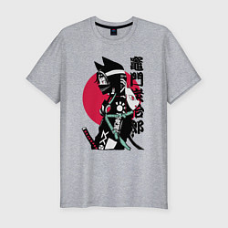 Футболка slim-fit Samurai cat women, цвет: меланж