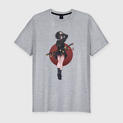 Футболка slim-fit Аниме девочка онна-бугэйся, цвет: меланж