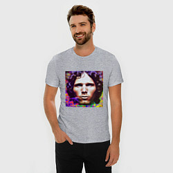 Футболка slim-fit Jim Morrison Glitch 25 Digital Art, цвет: меланж — фото 2