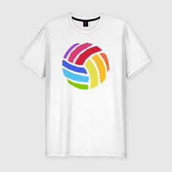 Футболка slim-fit Rainbow volleyball, цвет: белый