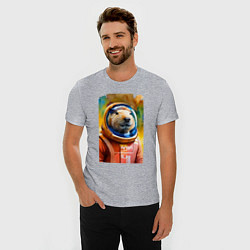 Футболка slim-fit Capybara astronaut - NASA - neural network, цвет: меланж — фото 2