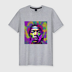 Футболка slim-fit Jimi Hendrix in color Glitch Art, цвет: меланж