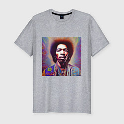 Футболка slim-fit Jimi Hendrix digital glitch art, цвет: меланж