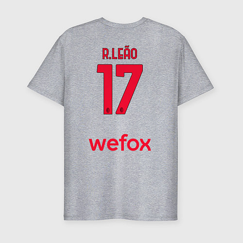 Мужская slim-футболка Рафаэль Леао ФК Милан форма 2223 гостевая / Меланж – фото 2