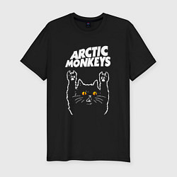 Футболка slim-fit Arctic Monkeys rock cat, цвет: черный
