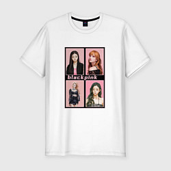 Футболка slim-fit Blackpink K-pop группа в аниме стиле, цвет: белый