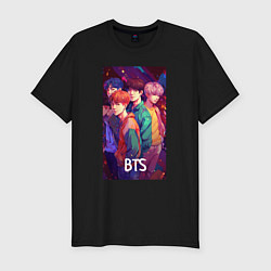 Футболка slim-fit BTS anime kpop style, цвет: черный