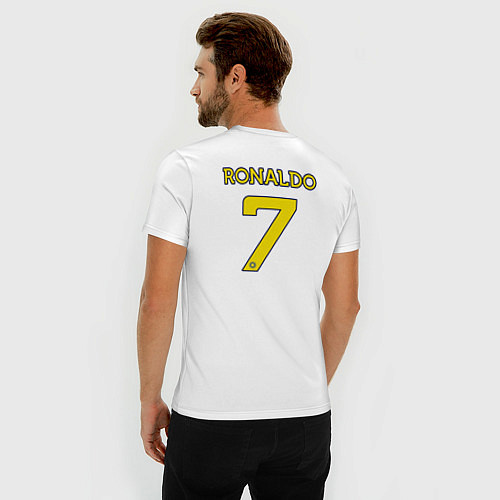 Мужская slim-футболка Криштиану Роналду 7 Аль Наср / Белый – фото 4