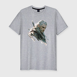 Футболка slim-fit Портрет Ведьмака, цвет: меланж