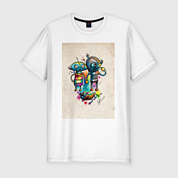 Футболка slim-fit Machinarium, цвет: белый