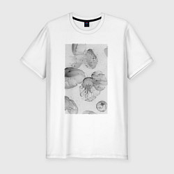 Футболка slim-fit Jellyfishes white, цвет: белый