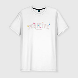 Футболка slim-fit Positive vibes only, цвет: белый