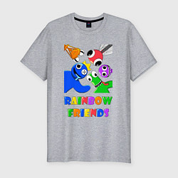 Футболка slim-fit Rainbow Friends персонажи, цвет: меланж