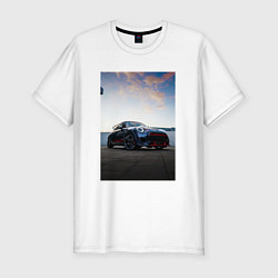 Футболка slim-fit Авто на фоне неба, цвет: белый
