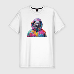 Футболка slim-fit Голубь в яркой куртке, цвет: белый